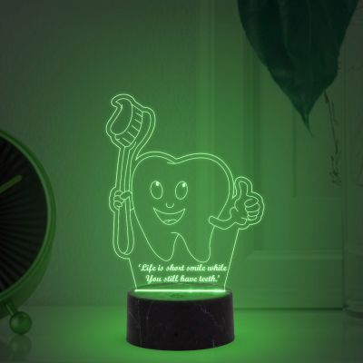 3D iIlusion Teeth Brush Night lamp with Multicolored Funny Dental Desk lamp
